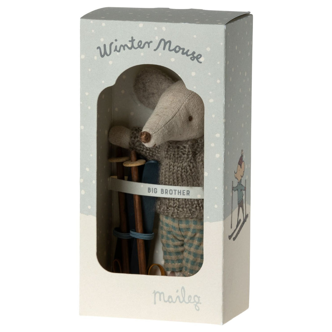 Maileg Winter Mouse with Ski Set, Big Brother image 2
