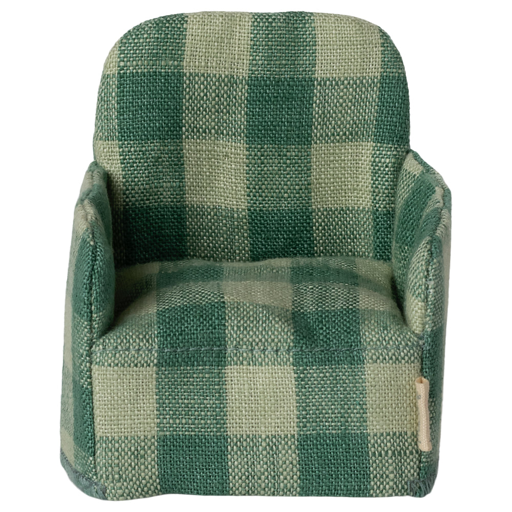 Maileg Folding Chair, Mouse - Green Check image 2