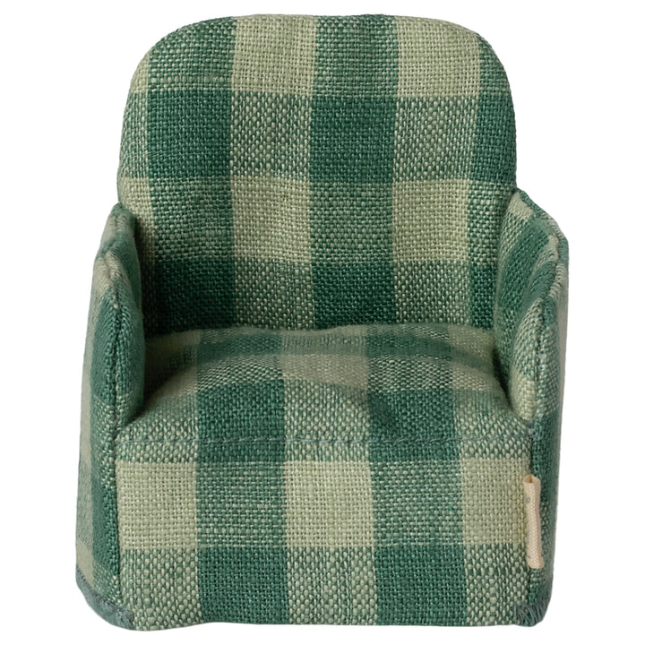 Maileg Folding Chair, Mouse - Green Check image 2