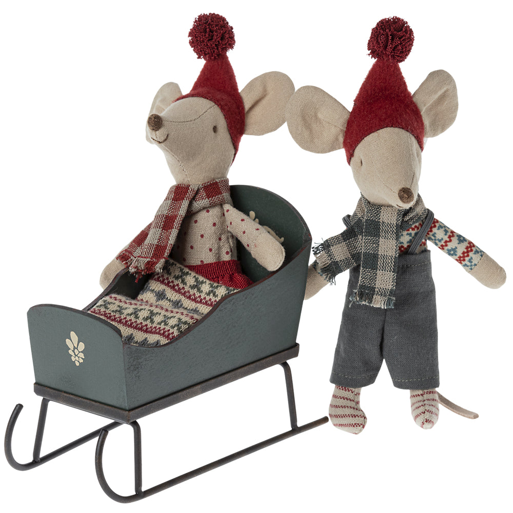 Maileg Sleigh, Mouse - Green image 1