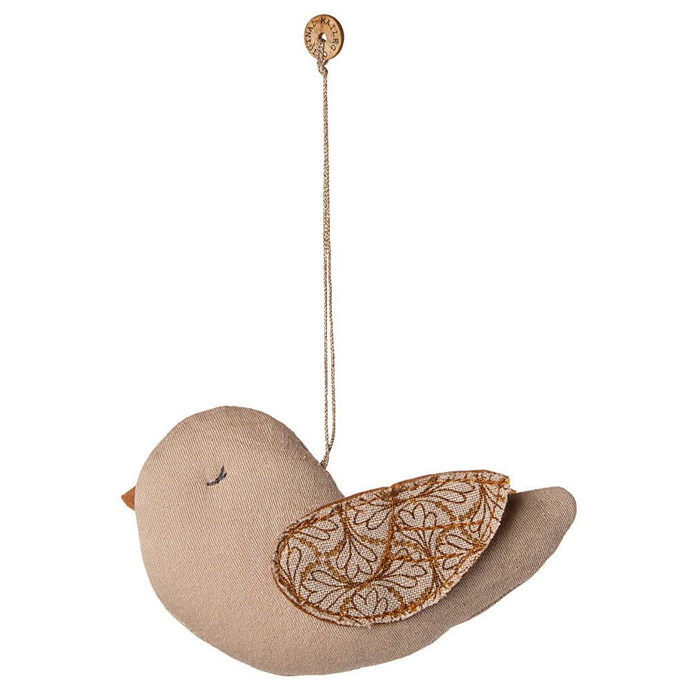 Maileg Fabric ornament, Bird - Winter heart - Sand image 0
