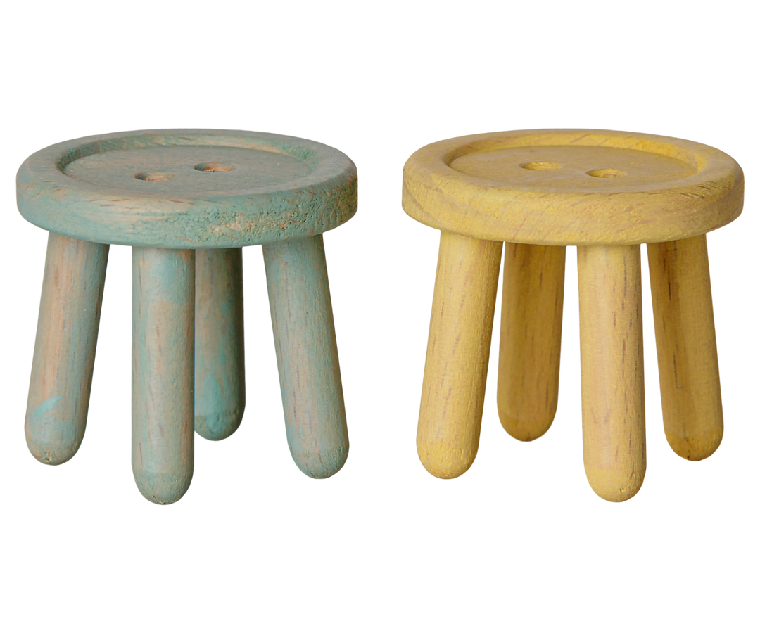 Maileg Stool set, Mouse - Mint/Light yellow