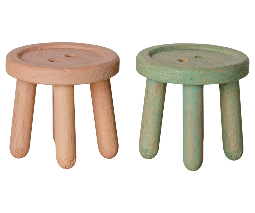 Maileg Stool set, Mouse - Light rose/Light mint