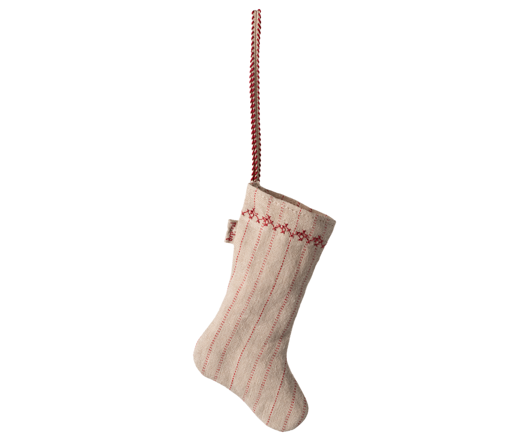Maileg Stocking Ornament, Stripe - Sand