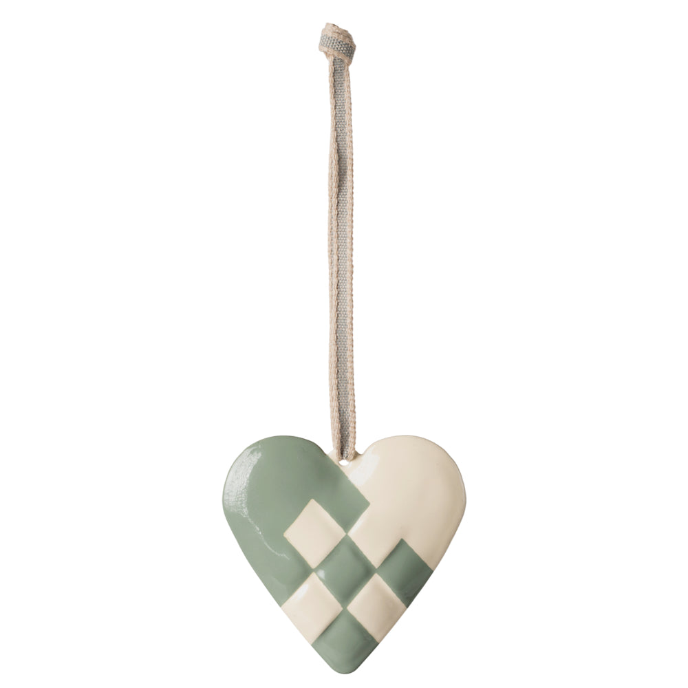 Maileg Metal Ornament, Large Heart - Mint image 0