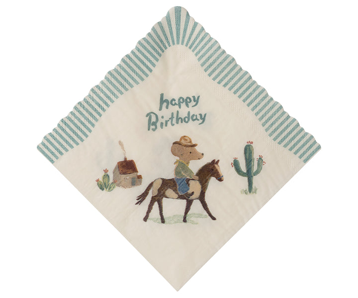 Maileg Napkin, Happy birthday - Cowboy