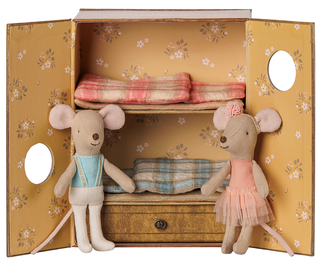 Maileg Ballet mice in dance studio, Little sister and brother