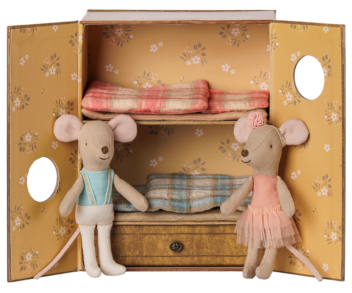 Maileg Ballet mice in dance studio, Little sister and brother