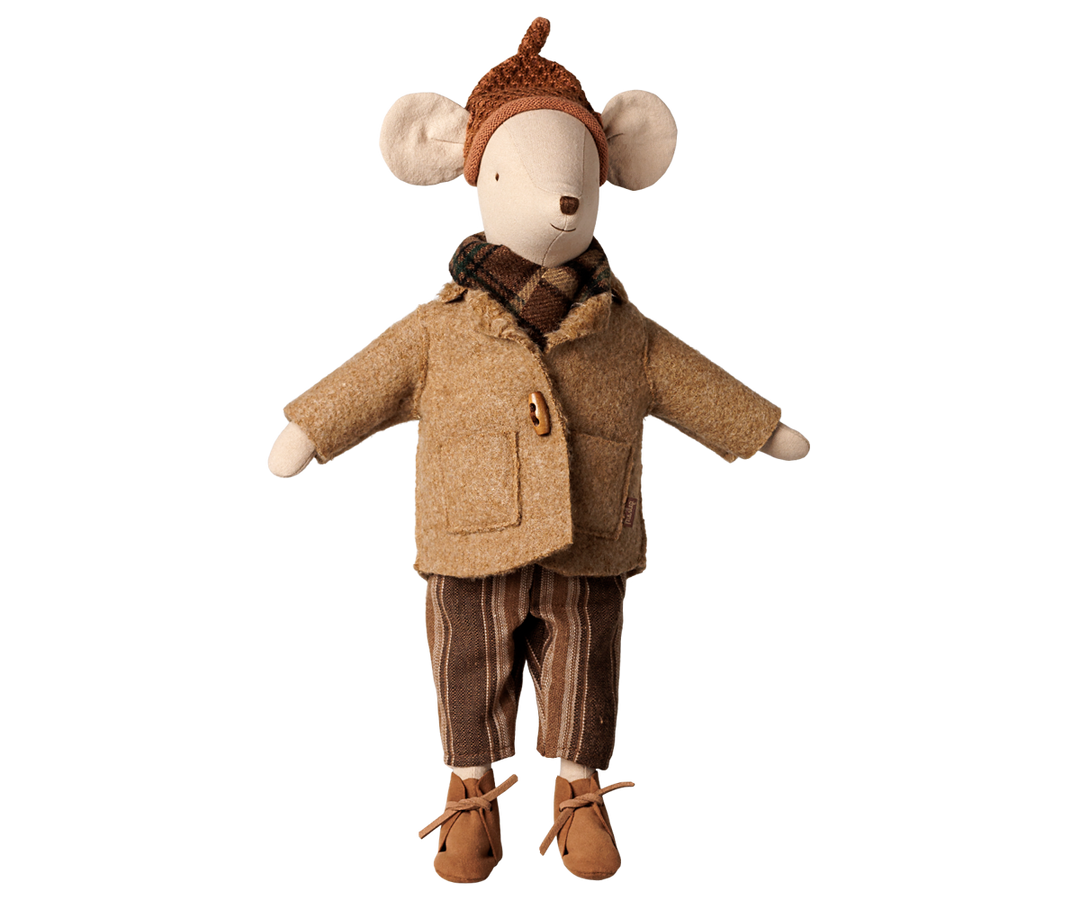 Maileg medium mouse wearing jacket and scarf