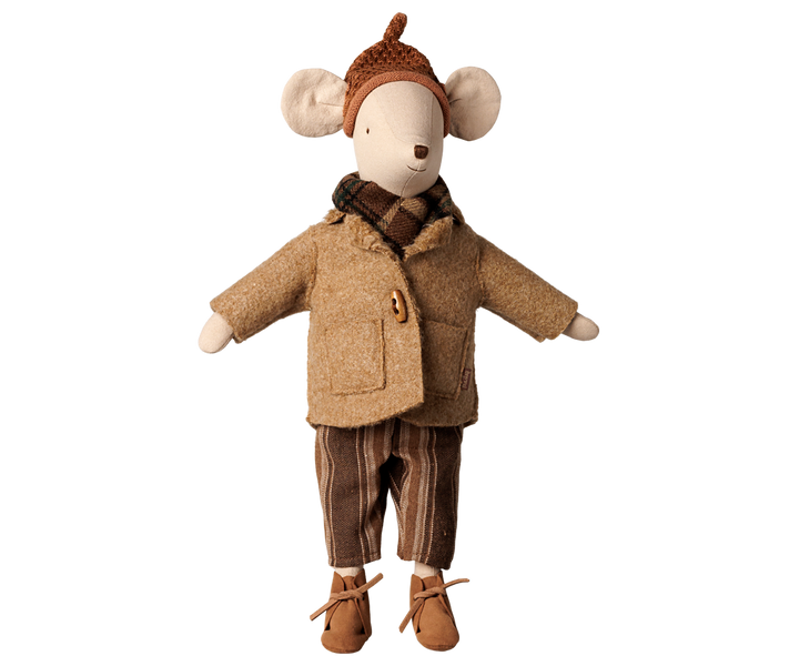 Maileg medium mouse wearing jacket and scarf