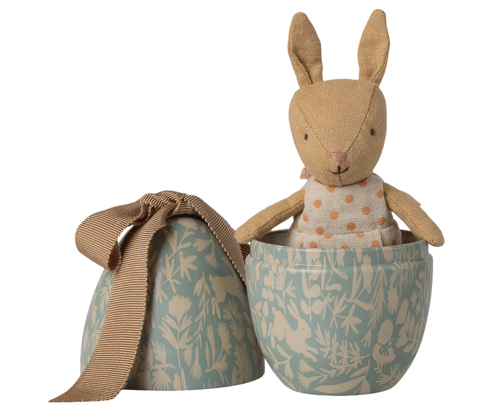 Maileg Easter egg with micro rabbit, Small - Dusty blue