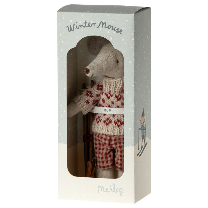 Maileg Winter Mouse with Ski Set, Mum image 2