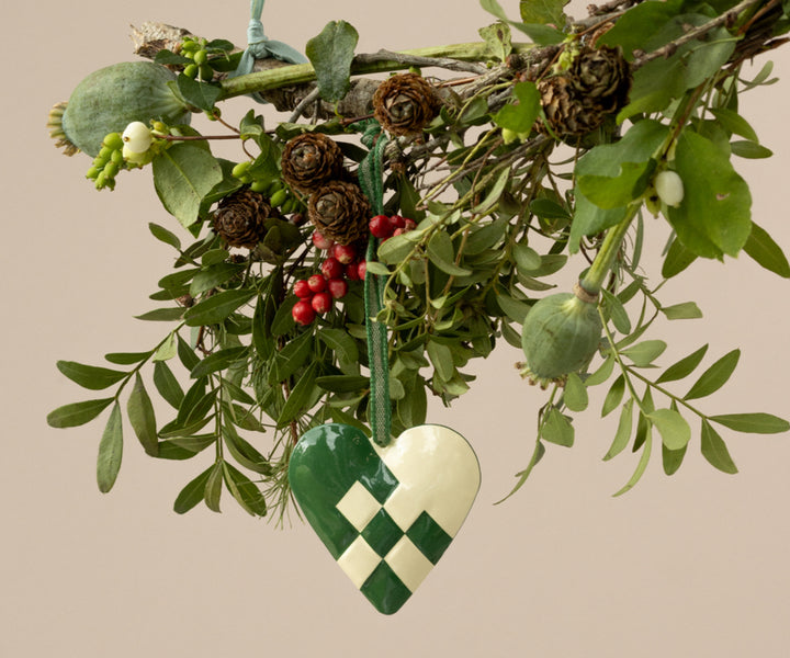 Maileg Metal Ornament, Small Heart - Dark Green image 1