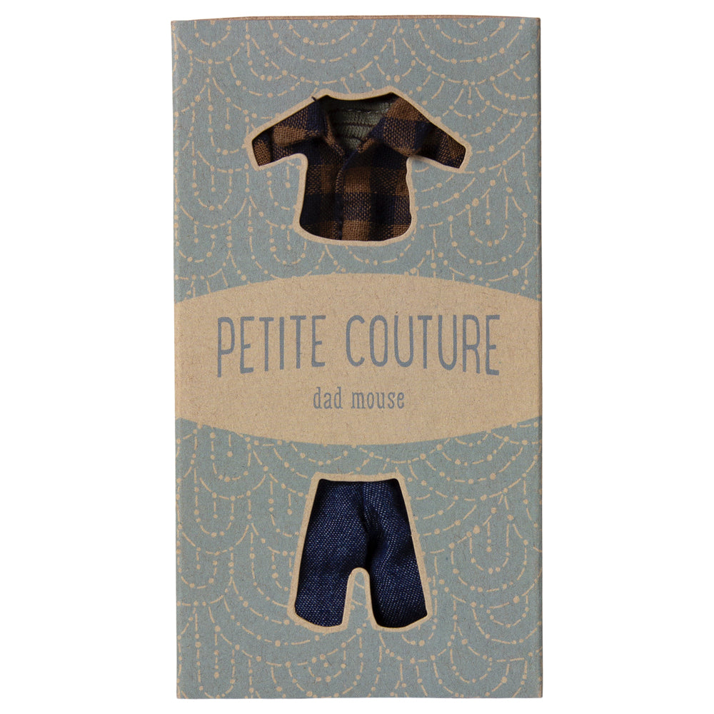 Maileg Brown Checked Shirt &amp; Pants, Dad Mouse image 2