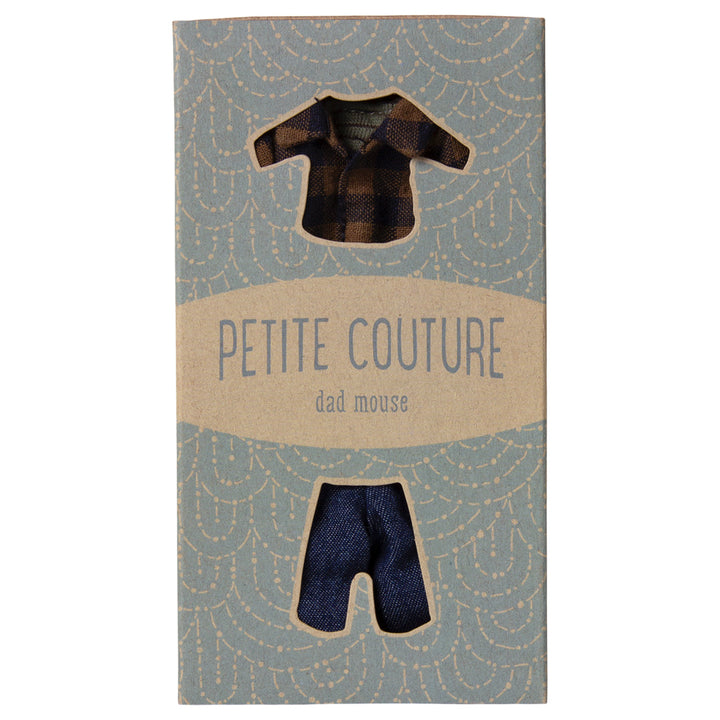 Maileg Brown Checked Shirt &amp; Pants, Dad Mouse image 2