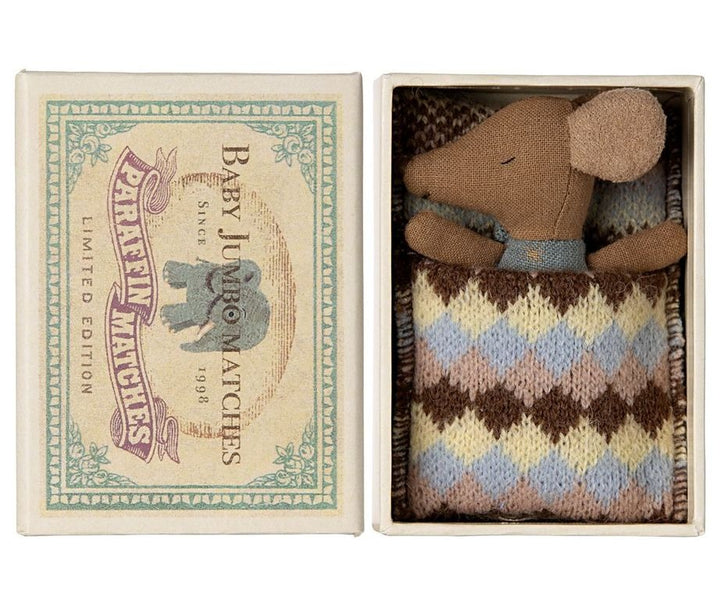 Maileg Sleepy Wakey Baby, Mouse - Blue image 1