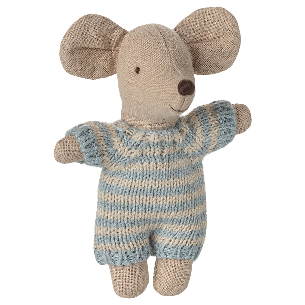 Maileg Baby mouse in carry cot - Blue image 4