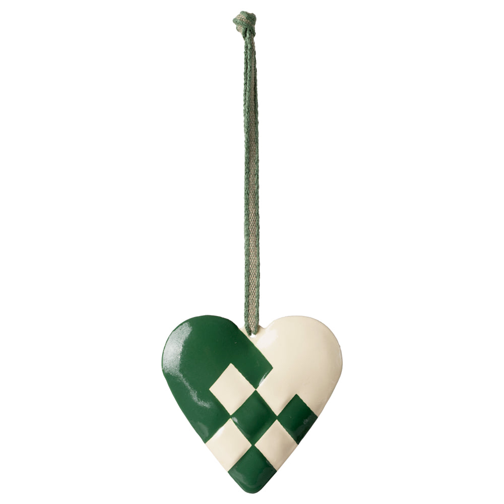 Maileg Metal Ornament, Large Heart - Dark Green image 0