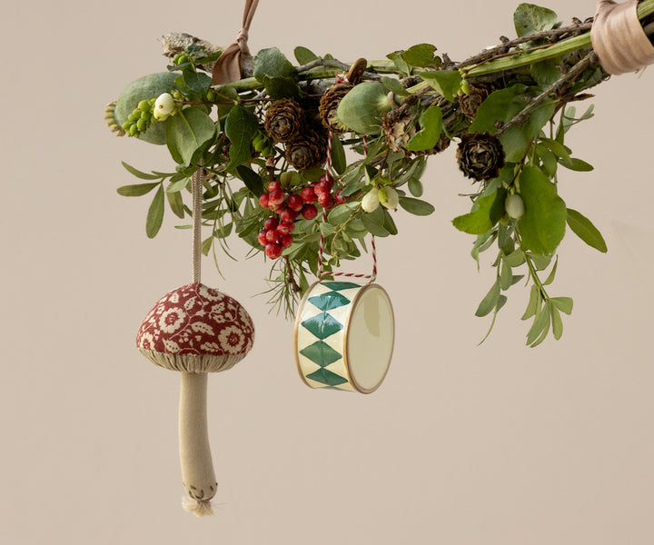 Maileg Mushroom Ornament, Winter Flower - Red image 1