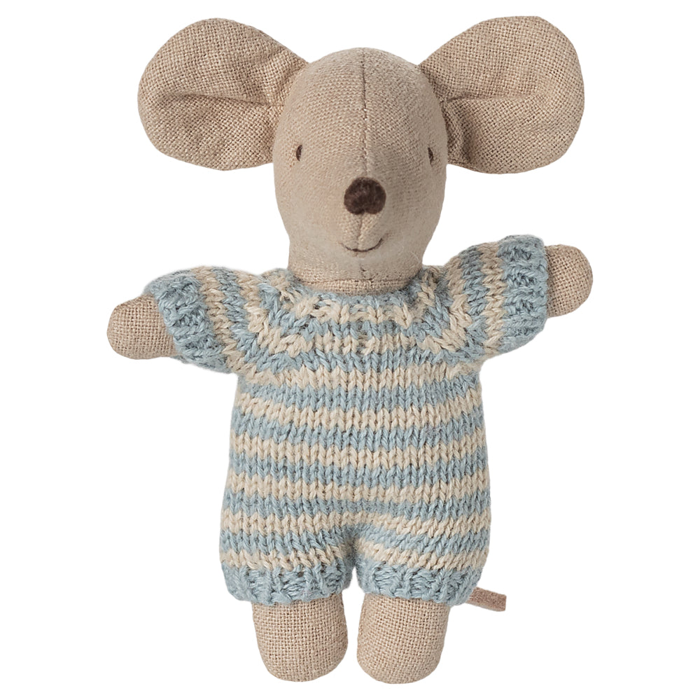 Maileg Baby mouse in carry cot - Blue image 3