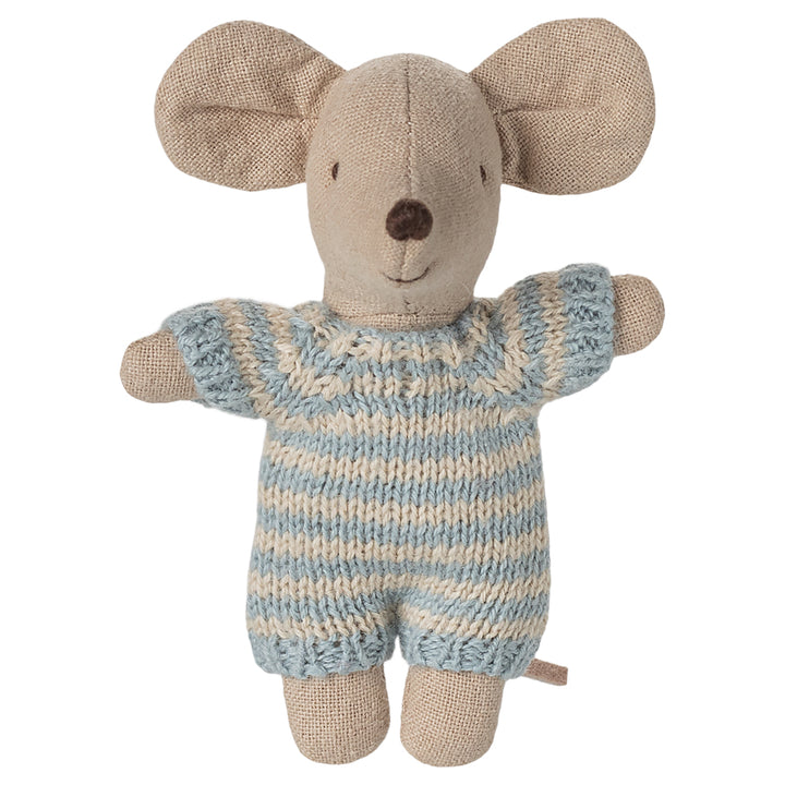 Maileg Baby mouse in carry cot - Blue image 3