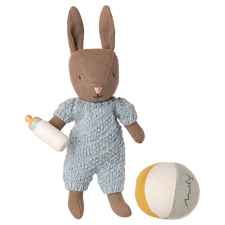 Maileg Rabbit set, Micro - Brown - Blue image 0