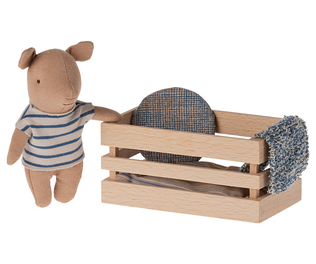 Maileg Pig in Box, Baby - Blue image 0