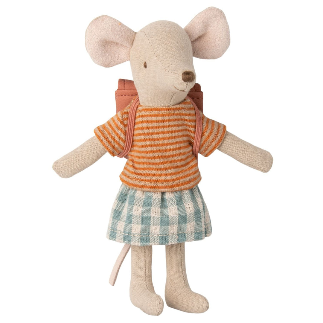 Maileg Tricycle Mouse, Big Sister with Bag - Old Rose image 0