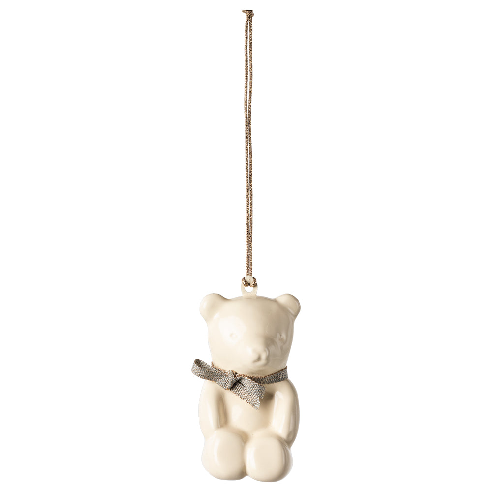 Maileg Metal Ornament, Teddy Bear - Off White/Blue image 0