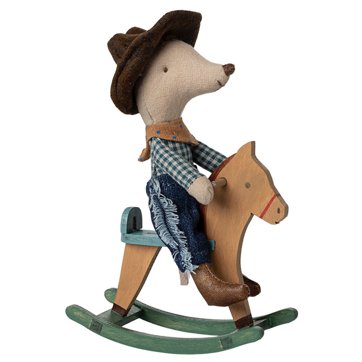 Maileg Cowboy Mouse on Rocking Horse, Little Brother image 2