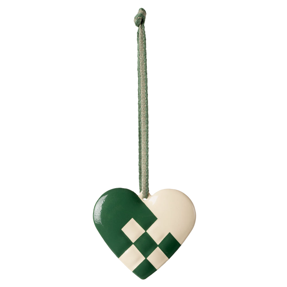 Maileg Metal Ornament, Small Heart - Dark Green image 0