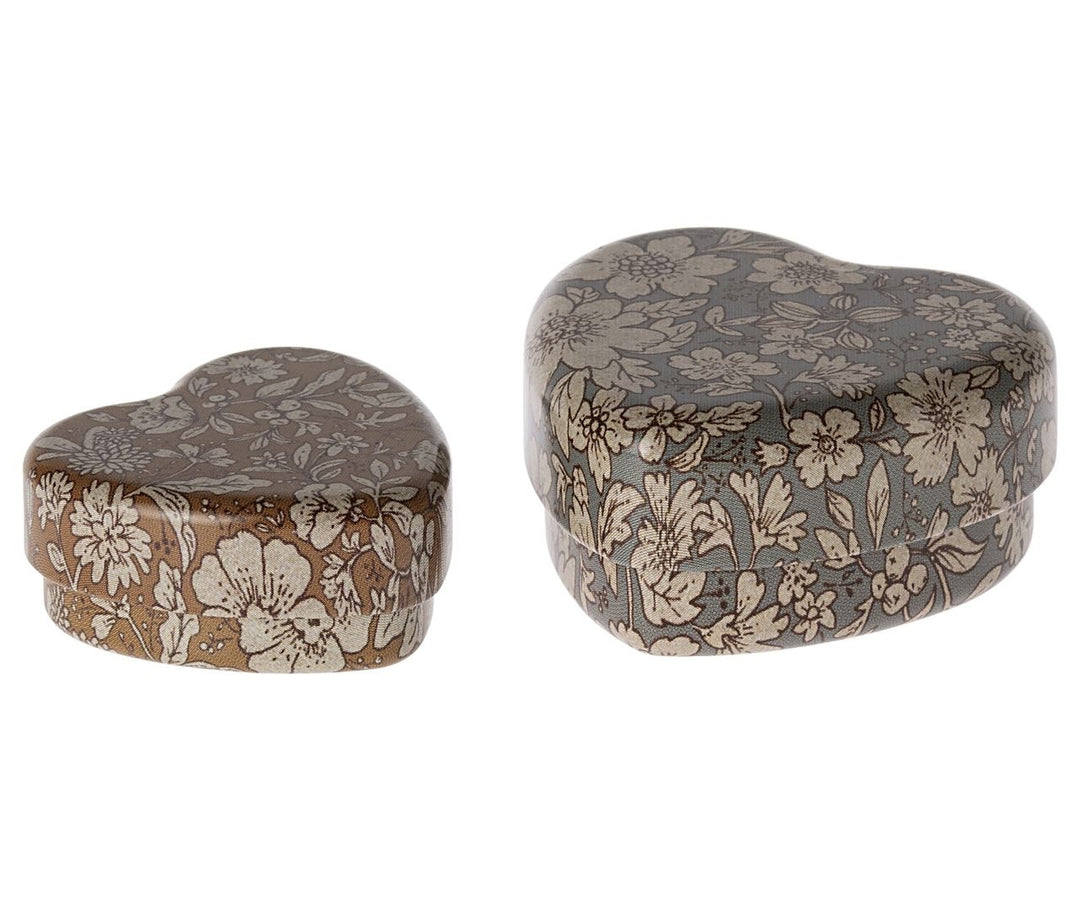 Maileg Metal Heart Box, 2 pcs - Blue Blossom image 0