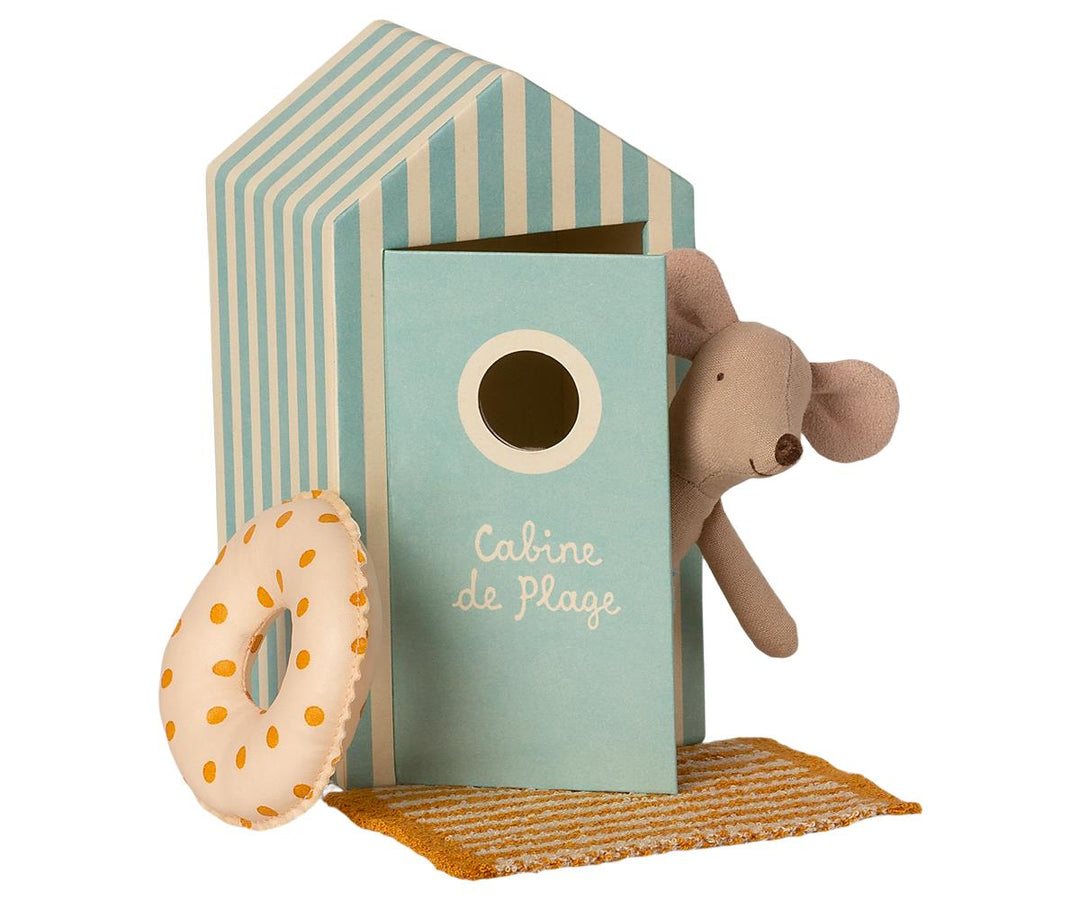 Maileg Little Brother Beach Mouse in Cabin de Plage image 1