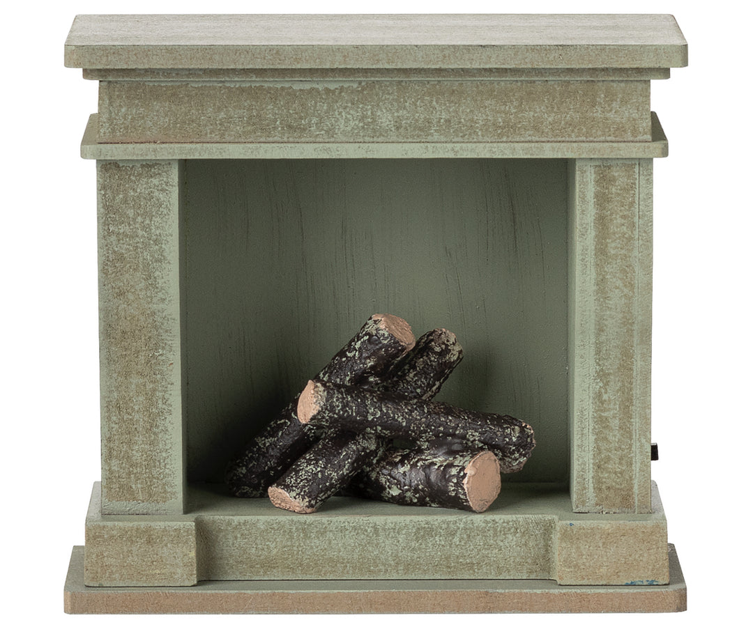 Maileg Fireplace, Miniature - Dusty green image 0