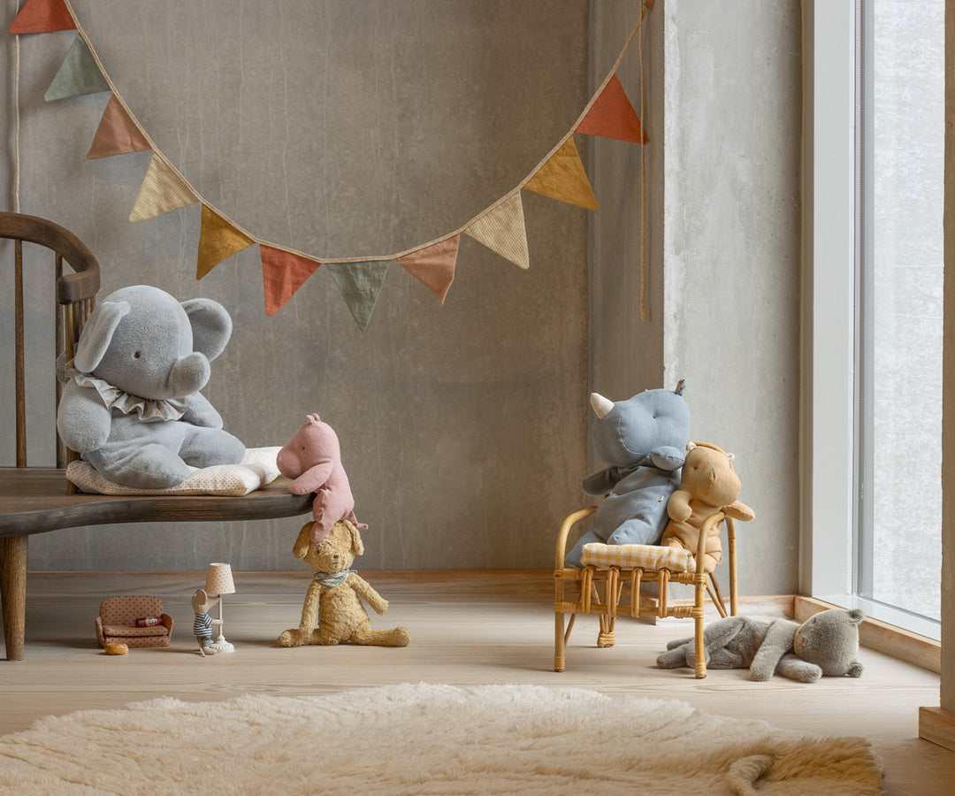Maileg Elephant plush, Big - Blue/grey image 1
