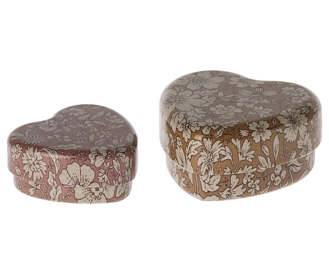 Maileg Metal Heart Box, 2 Pieces - Heather Blossom image 0