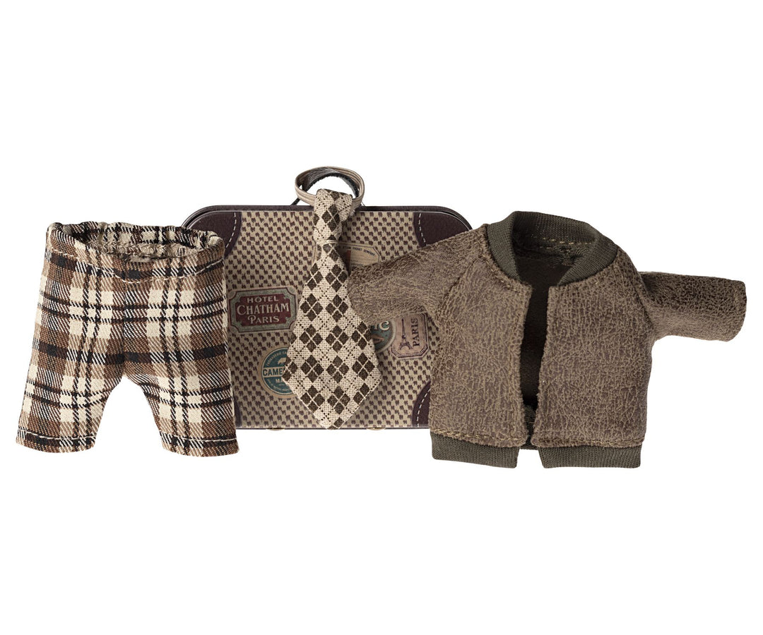 Maileg Jacket, Pants & Tie in Suitcase, Mouse - Grandpa image 0