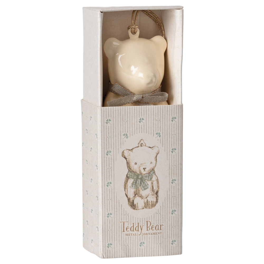 Maileg Metal Ornament, Teddy Bear - Off White/Blue image 1