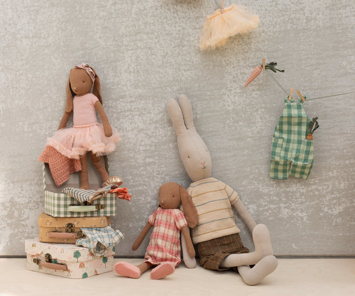 Maileg Bunny size 3, Chocolate brown - Ballet suit and skirt rose image 1