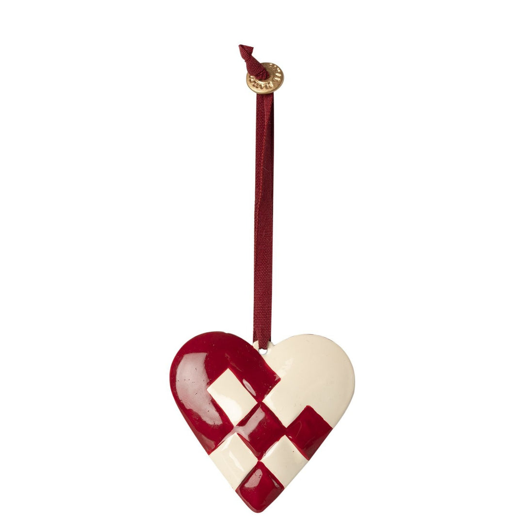Maileg Metal Ornament, Braided Heart - Red image 0