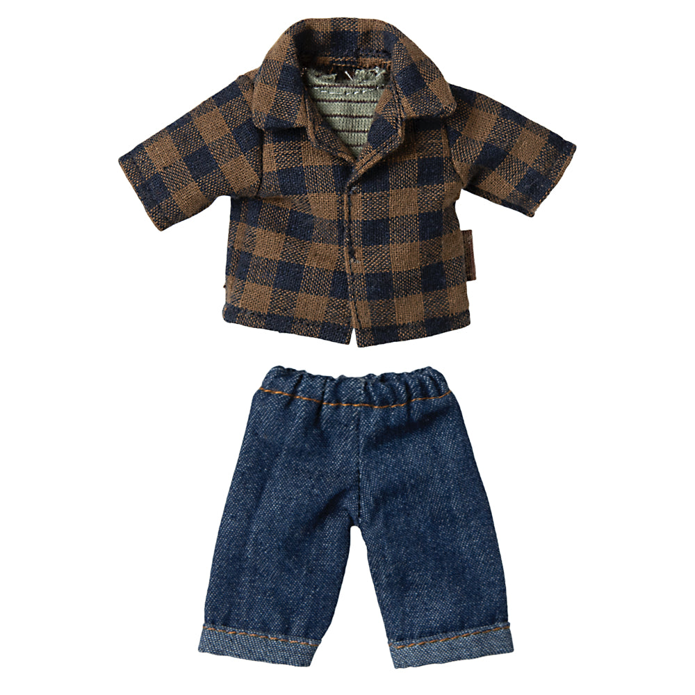 Maileg Brown Checked Shirt & Pants, Dad Mouse image 0