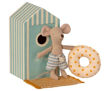 Maileg Little Brother Beach Mouse in Cabin de Plage image 0