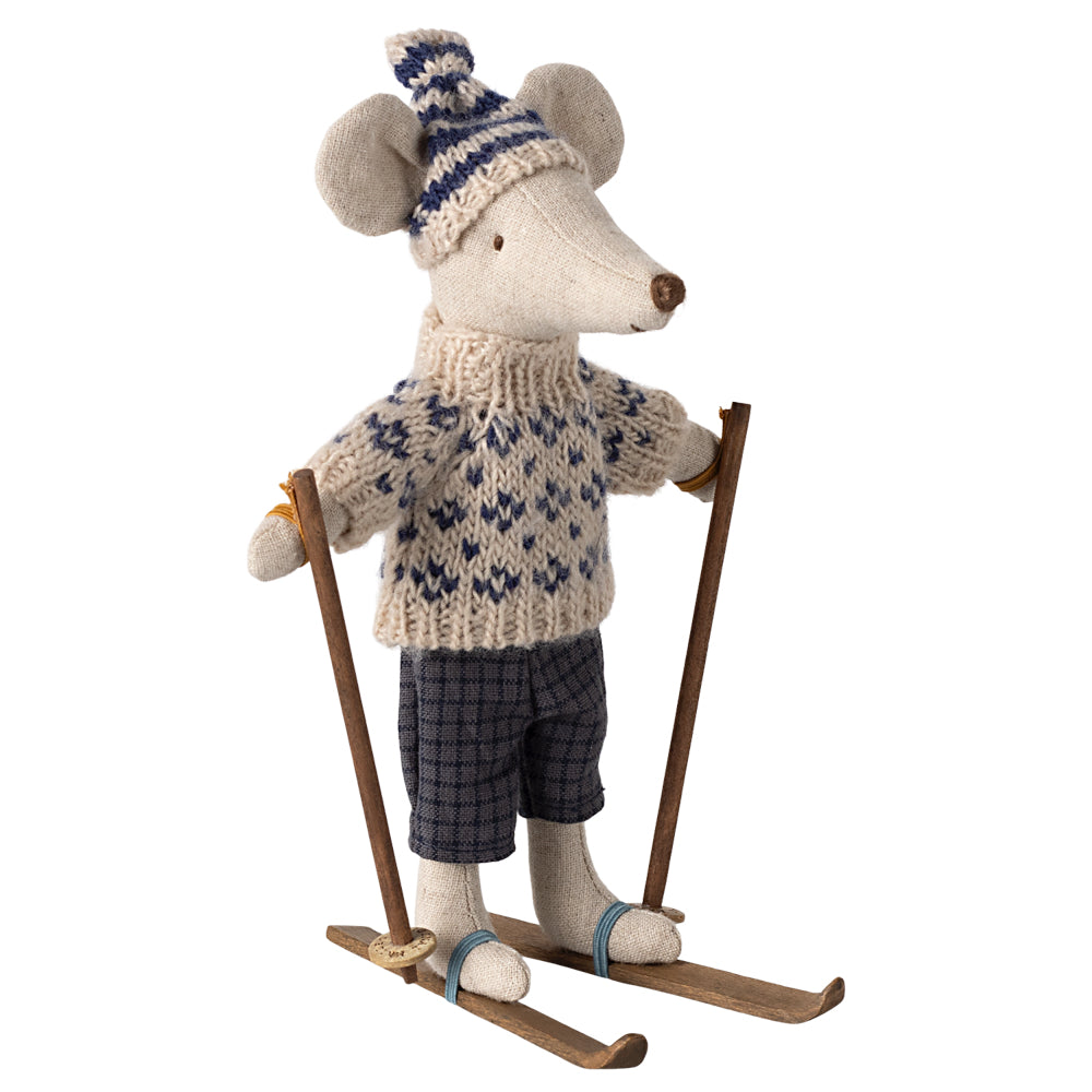 Maileg Winter Mouse with Ski Set, Dad - Blue image 0
