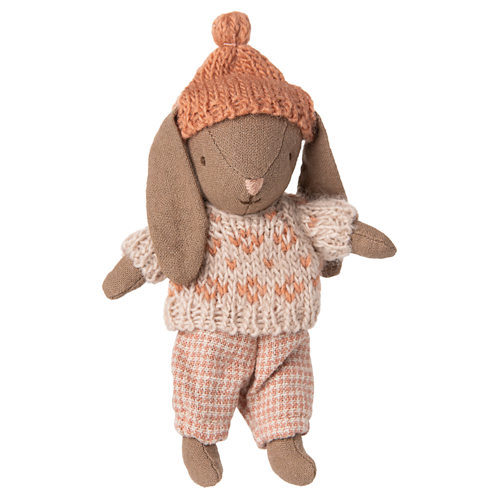 Maileg Winter bunny, Micro - Brown - Rose image 0