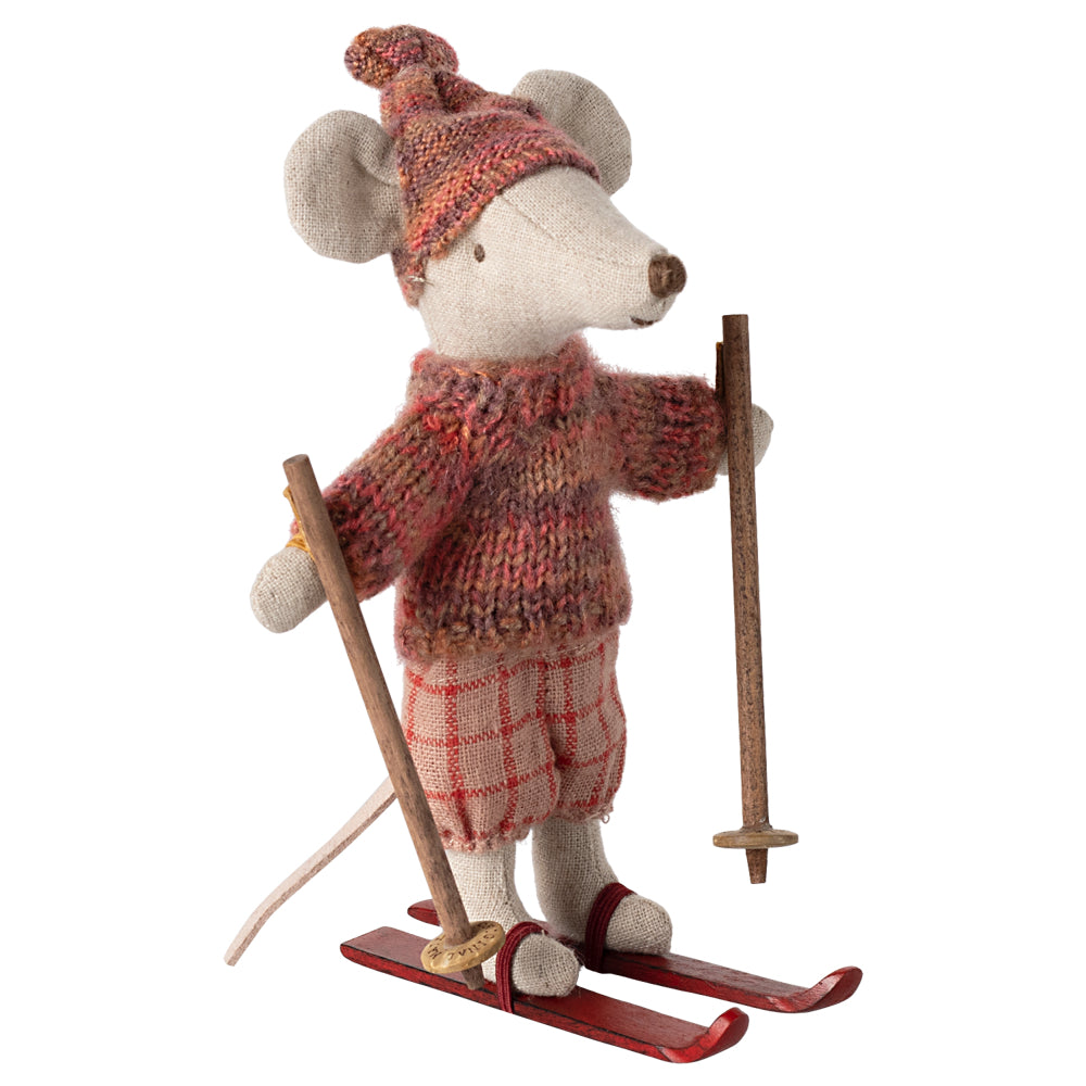 Maileg Winter Mouse with Ski Set, Big Sister - Rose image 0