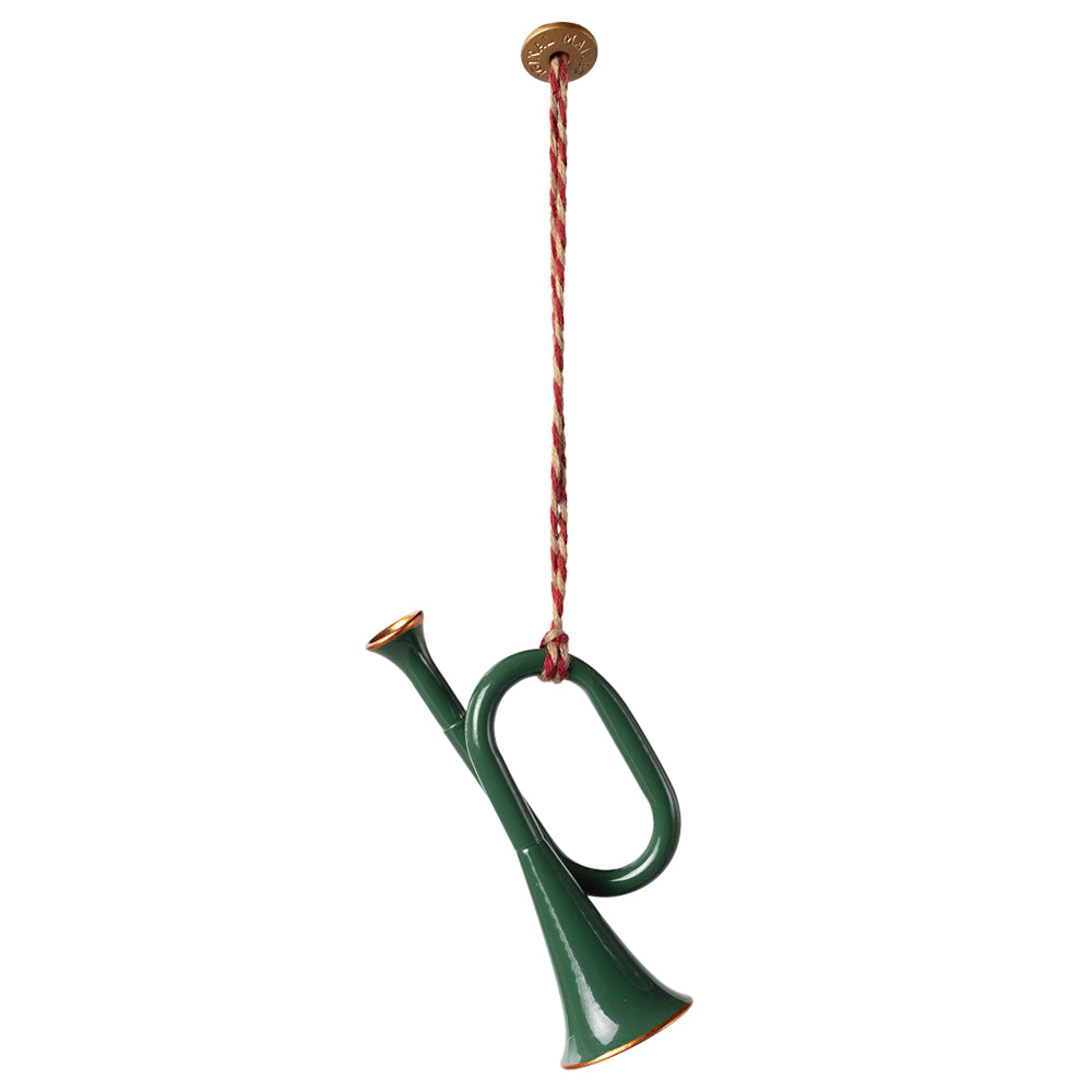 Maileg Metal Ornament, Trumpet - Dark Green image 0