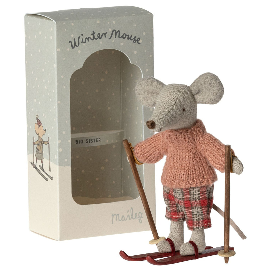 Maileg Winter Mouse with Ski Set, Big Sister image 1