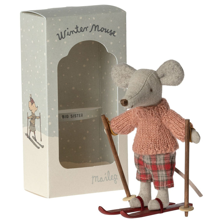 Maileg Winter Mouse with Ski Set, Big Sister image 1