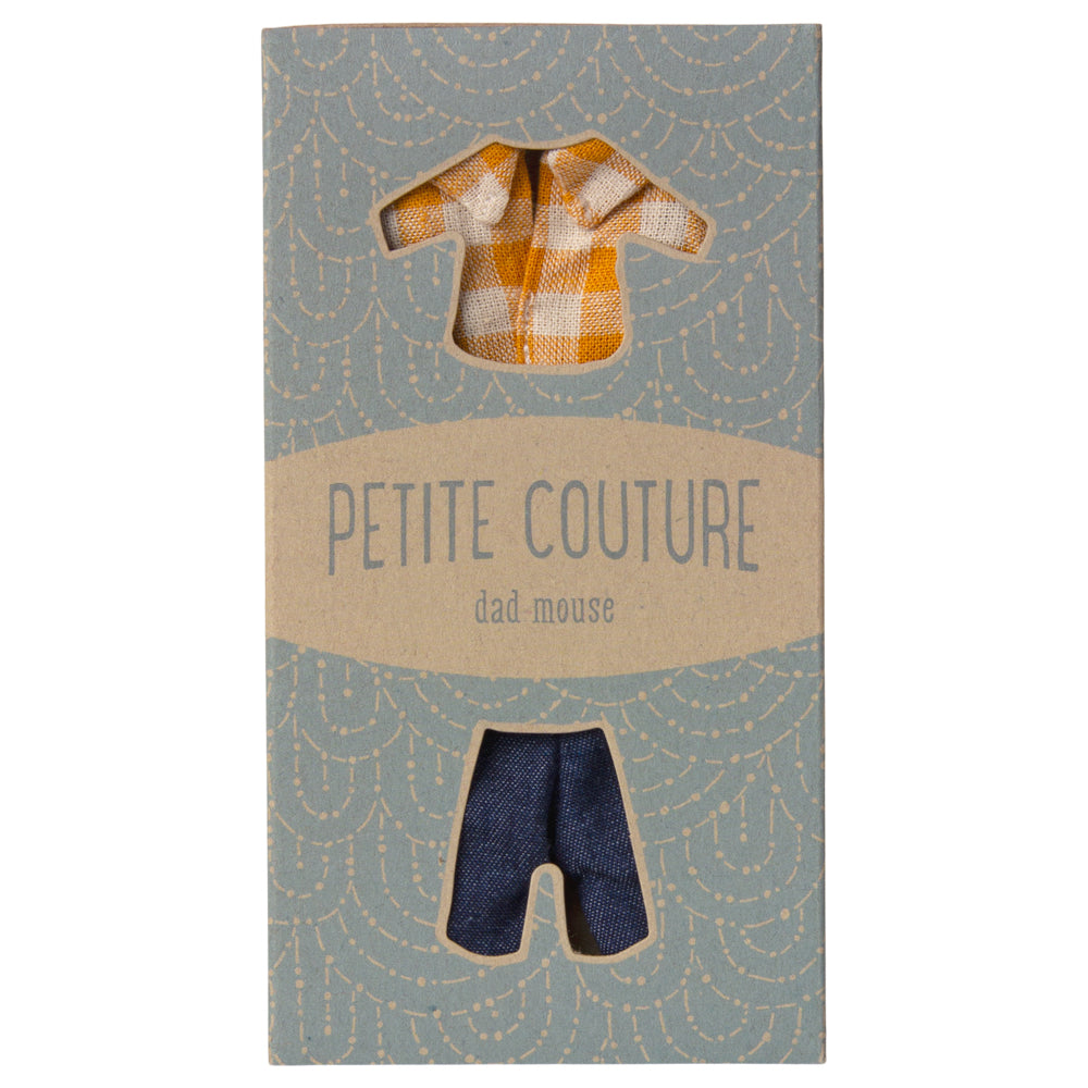 Maileg Yellow Checked Shirt & Pants, Dad Mouse image 1