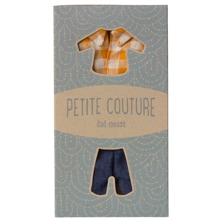 Maileg Yellow Checked Shirt &amp; Pants, Dad Mouse image 1